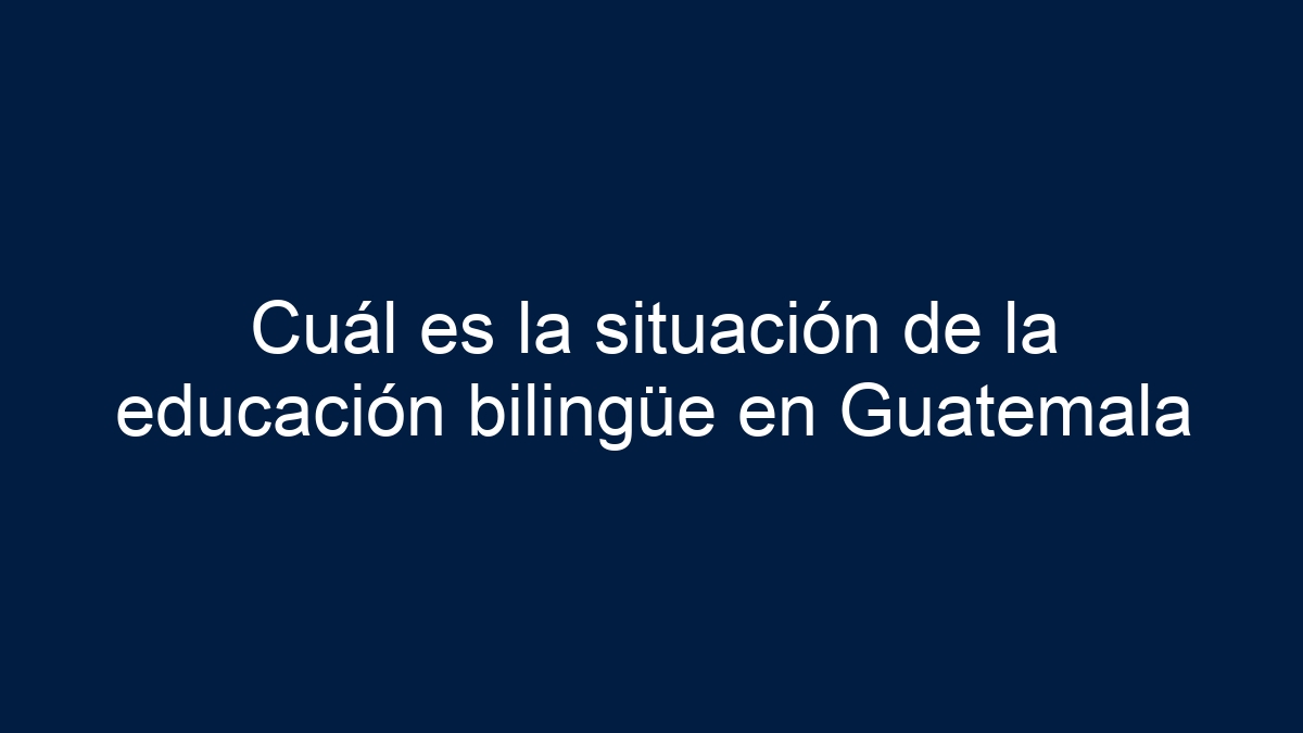 Cuál es la situación de la educación bilingüe en Guatemala - 1