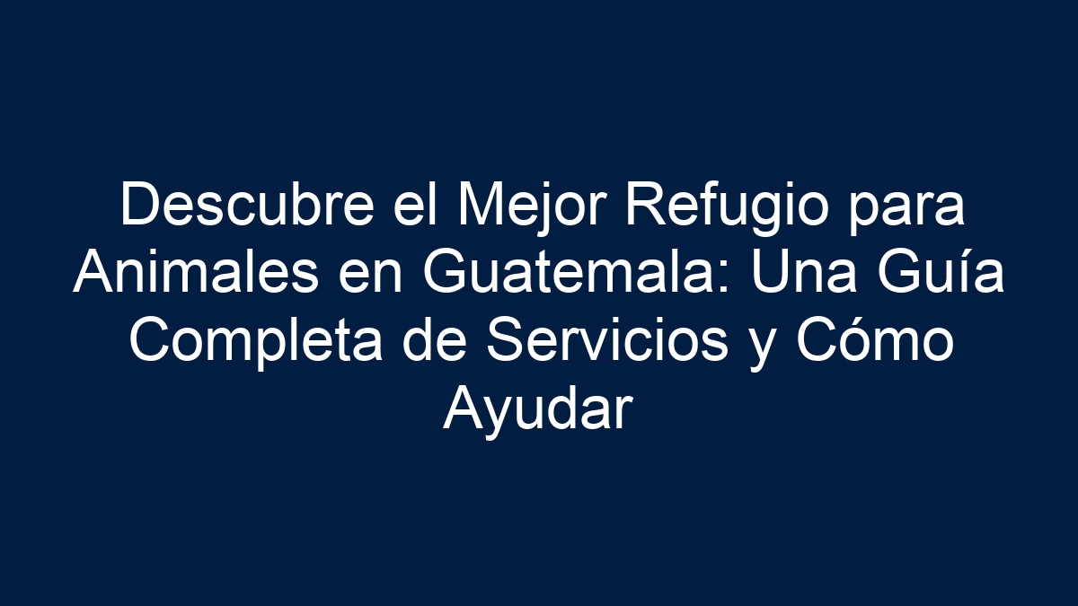 Descubre el Mejor Refugio para Animales en Guatemala: Una Guía Completa de Servicios y Cómo Ayudar - 1