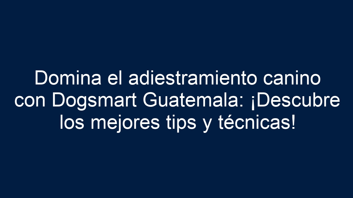 Domina el adiestramiento canino con Dogsmart Guatemala: ¡Descubre los mejores tips y técnicas! - 13