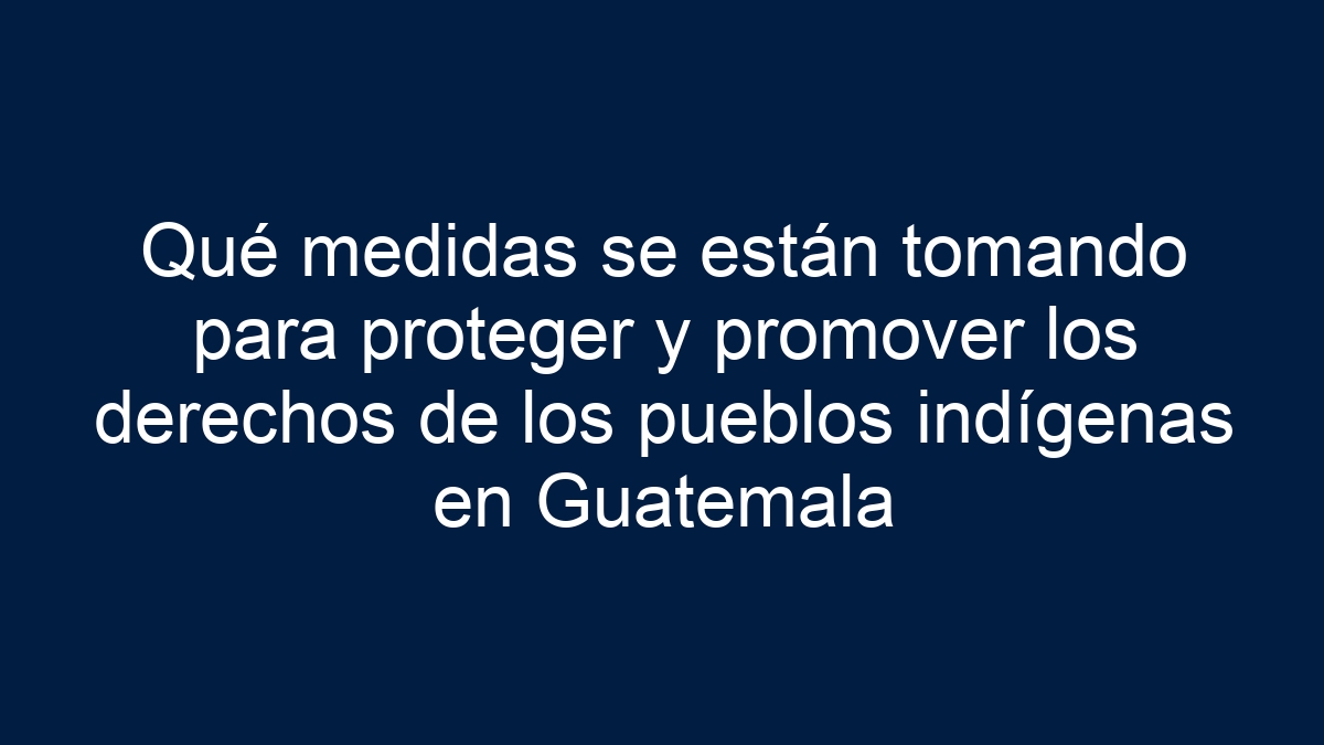 Qué medidas se están tomando para proteger y promover los derechos de los pueblos indígenas en Guatemala - 9