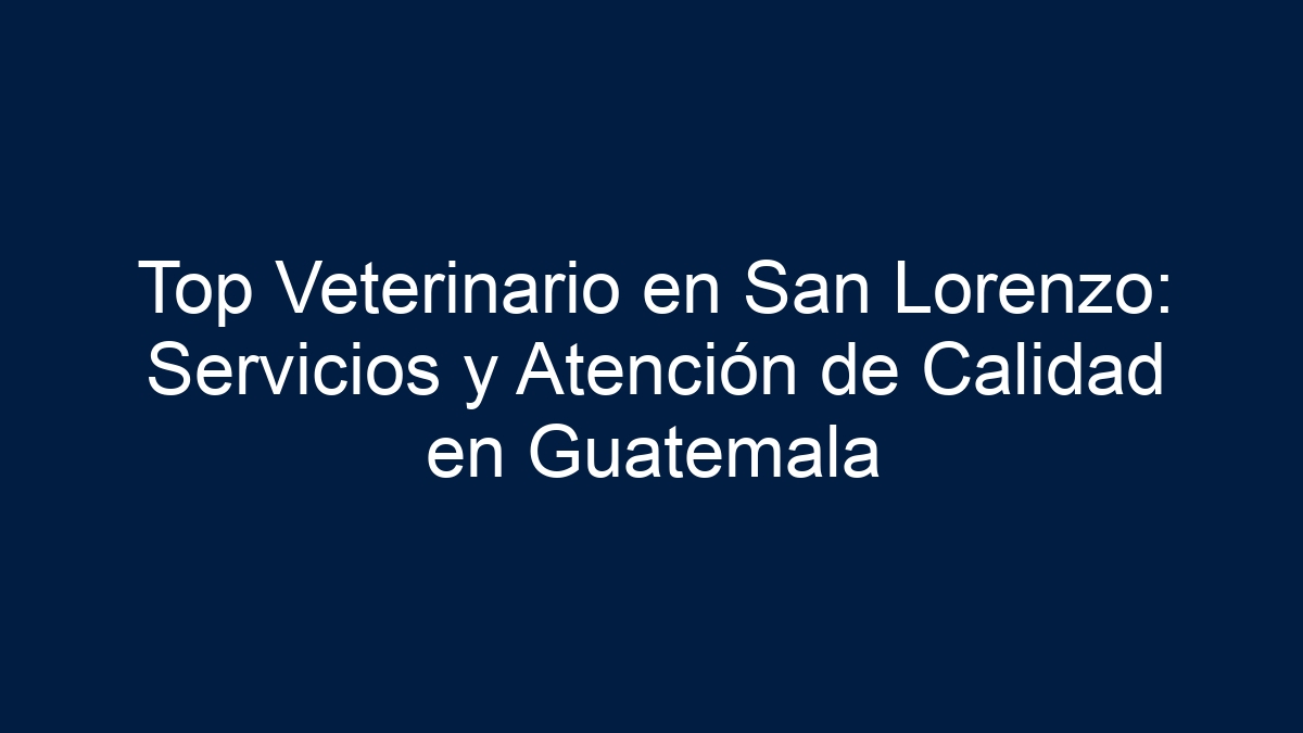 Top Veterinario en San Lorenzo: Servicios y Atención de Calidad en Guatemala - 7